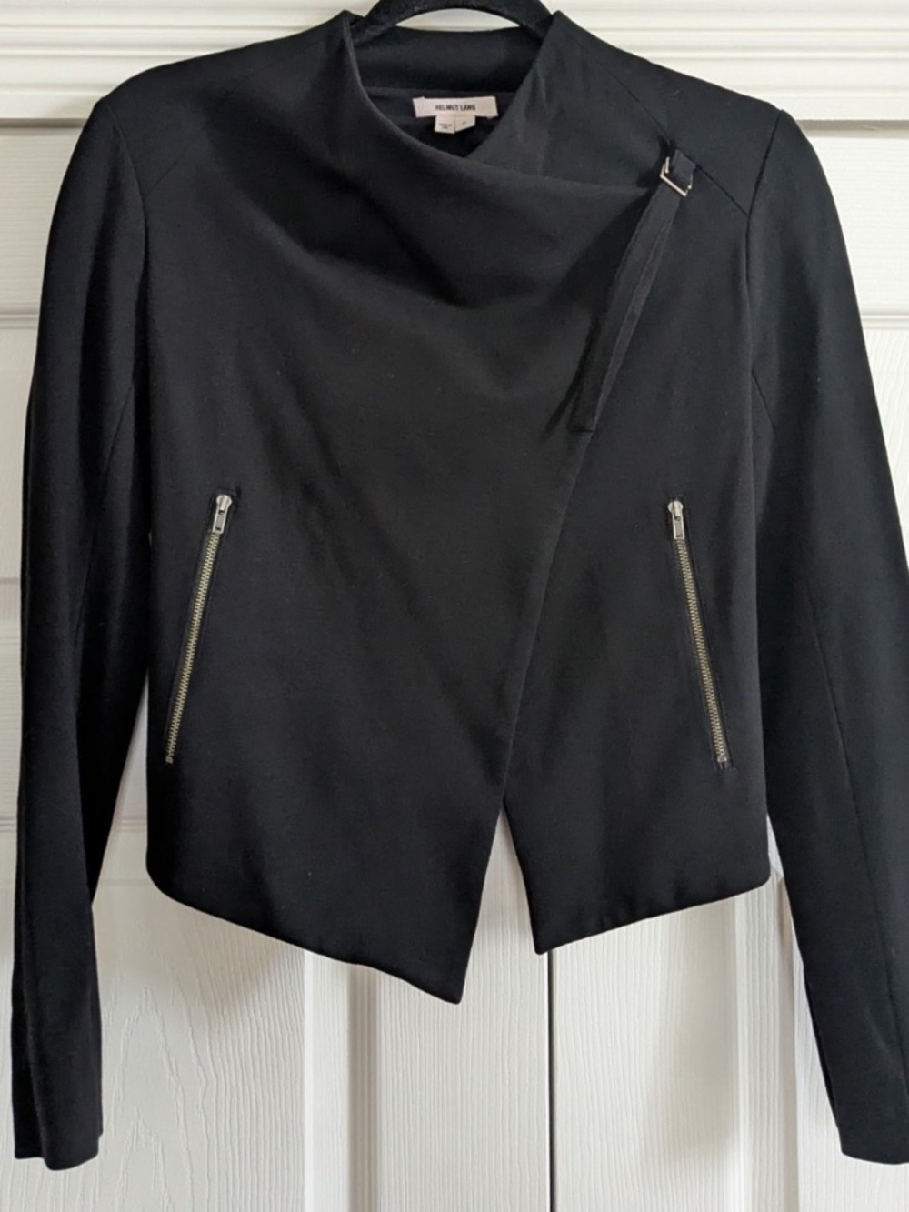 Helmut Lang Sonar Wool Black Asymmetric Zip Blazer Jacket Size S Like New - Picture 7 of 16